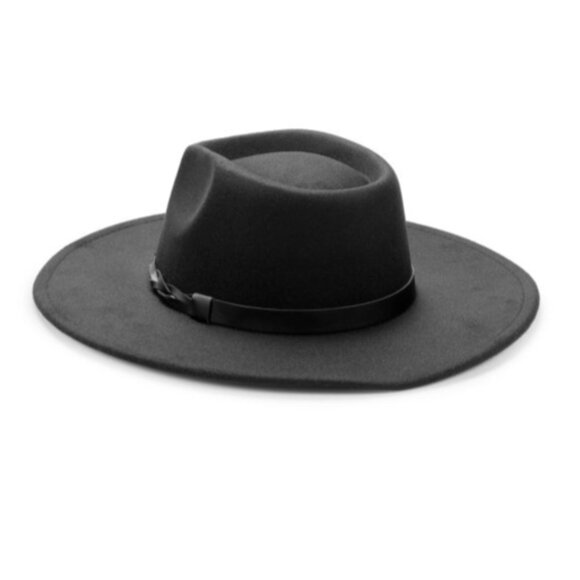 Western Faux Suede Wide Brim Fedora, Woven Belt Adjustable San Diego Hat Co NWT main image 5
